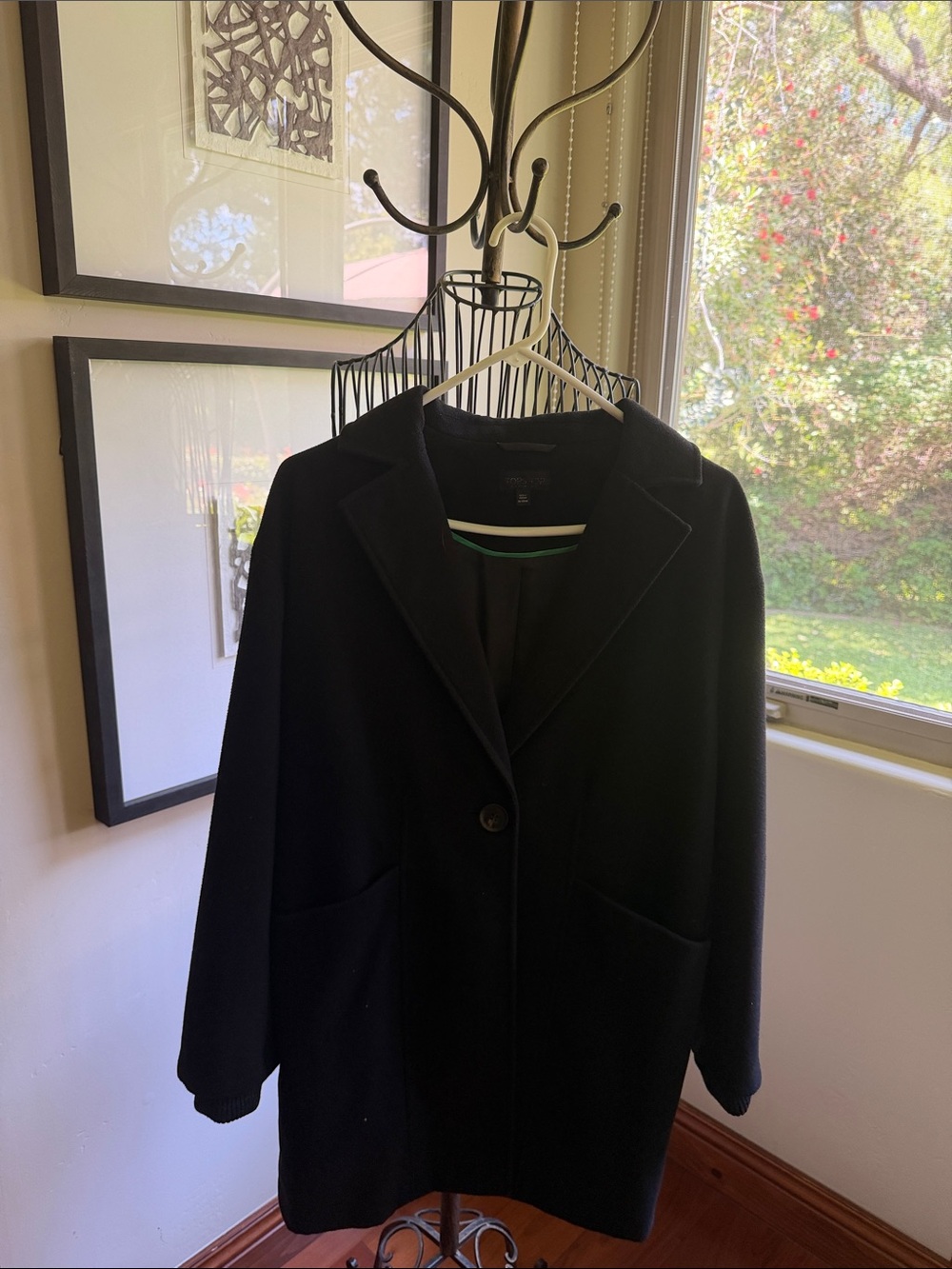 Topshop Black Single-Button Pea Coat